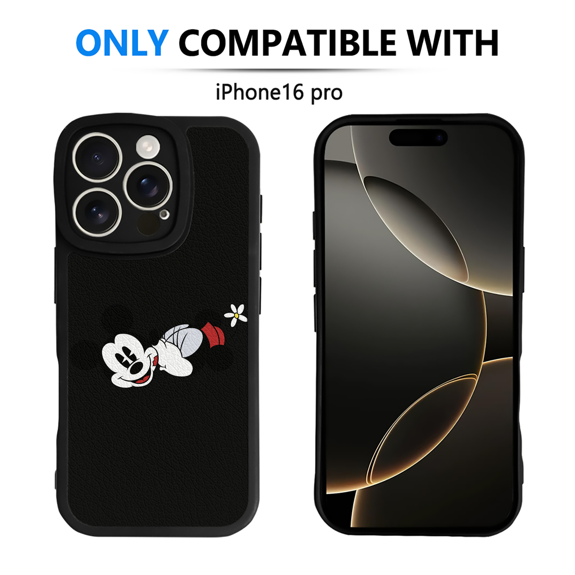 （画像用） ミッキーマウス Mickey Mouse 【iPhone 16シリーズ対応】シリコンスマホケース（レザー調） 材質：シリコン